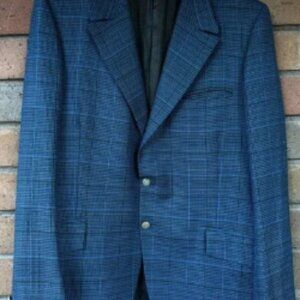 Louis Roth Suit Jacket Men’s Size 42L Blue Plaid Mod Tailored‎ Sport Coat 1970’s